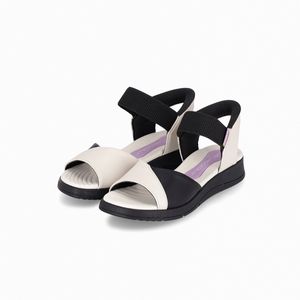 Papete Slip Fit Anabela Médio Off White com Preto