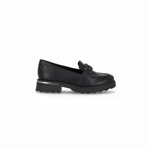 PICCADILLY MAXI - Sapato Mocassim Gisa Salto Médio Preto