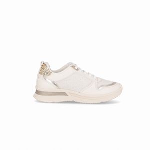 Tênis Energy Anabela Médio Off White com Ouro