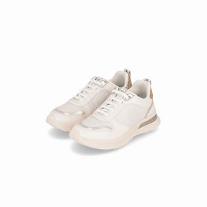 Tênis Energy Anabela Médio Off White com Ouro