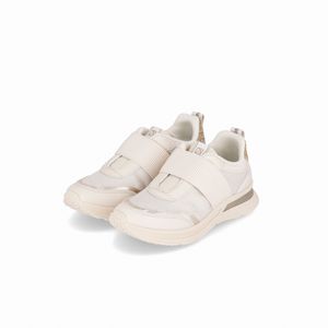 Tênis Energy Anabela Médio Off White com Ouro