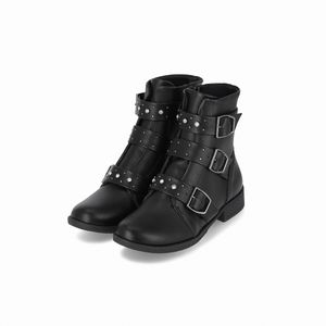 Bota Leci Cano Curto Salto Baixo Preto