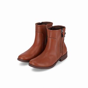 Bota Leci Cano Curto Salto Baixo Conhaque