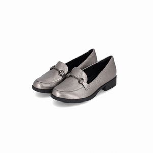 Loafer Leci Salto Baixo Pewter