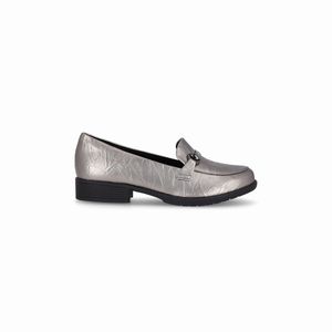 Loafer Leci Salto Baixo Pewter