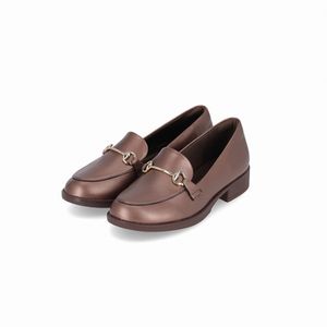 Loafer Leci Salto Baixo Bronze