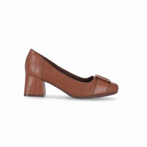 PICCADILLY MAXI - Sapato Estela Salto Médio Conhaque