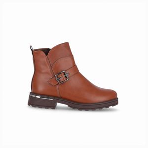 PICCADILLY MAXI - Bota Gisa Cano Curto Salto Médio Conhaque