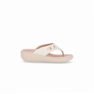 Chinelo Fascite Anabela Médio Off White