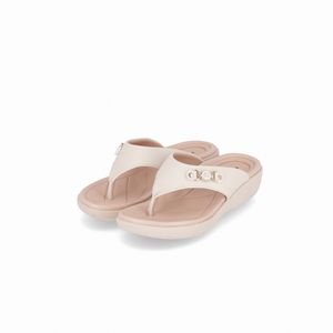 Chinelo Fascite Anabela Médio Off White