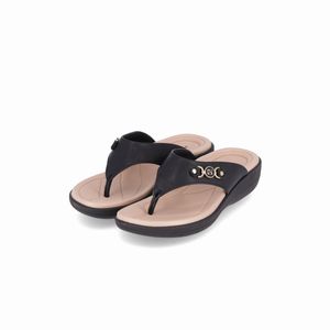 Chinelo Fascite Anabela Médio Preto