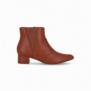 Bota Taci Cano Curto Salto Médio Conhaque