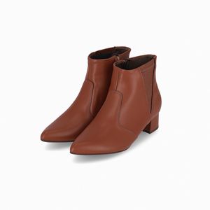 Bota Taci Cano Curto Salto Médio Conhaque