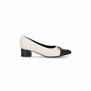 Scarpin Taci Salto Médio Off White/Preto