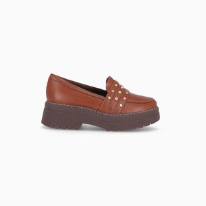 Loafer Salto Médio Conhaque
