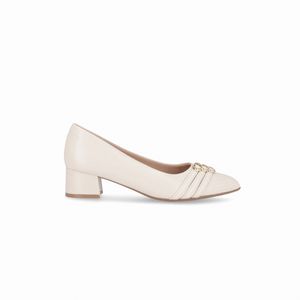 Scarpin Taci Salto Médio Off White