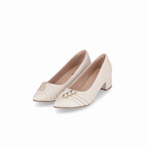 Scarpin Taci Salto Médio Off White