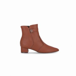 Bota Taci Cano Curto Salto Médio Conhaque