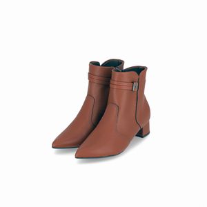 Bota Taci Cano Curto Salto Médio Conhaque