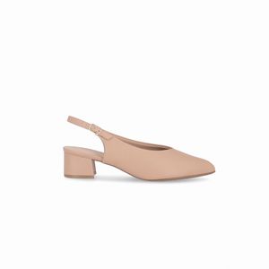 Sapato Slingback Taci Salto Médio Nude Claro