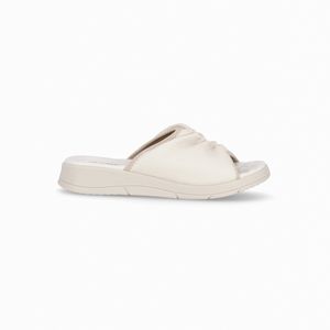 Papete Esporão Anabela Médio Off White com Marfim