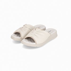 Papete Esporão Anabela Médio Off White com Marfim