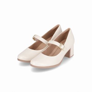 Sapato Boneca Danubia Salto Médio Off White