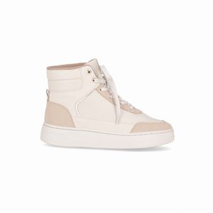 Bota Beatriz Cano Curto Anabela Médio Off White com Brule