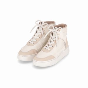 Bota Beatriz Cano Curto Anabela Médio Off White com Brule