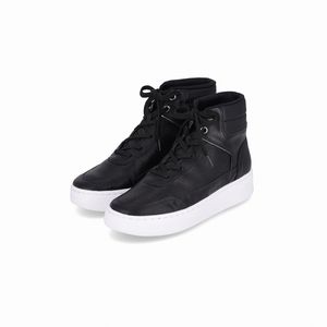Bota Beatriz Cano Curto Anabela Médio Preto com Pewter