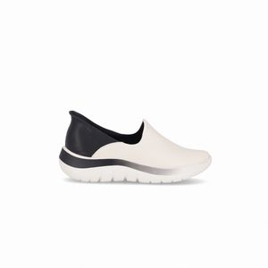 Tênis SlipFit Salto Médio Off White com Preto