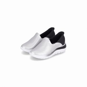 Tênis SlipFit Salto Médio Prata com Preto