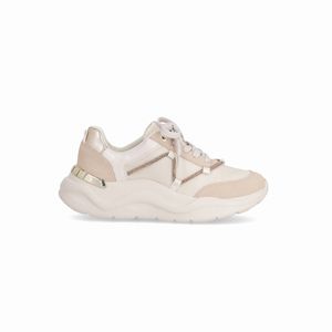 Tênis Fascite Anabela Médio Off White com Brule