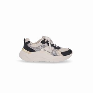 Tênis Fascite Anabela Médio Preto com Off White