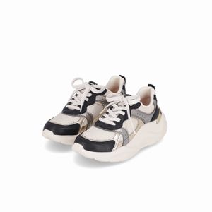 Tênis Fascite Anabela Médio Preto com Off White