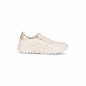 Tênis Vicky Salto Baixo Off White com Ouro