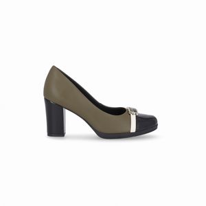 Scarpin Deise Salto Alto Militar com Preto