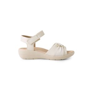 Sandália Fascite Anabela Médio Off White