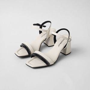 Sandália Flavia Salto Alto Off White