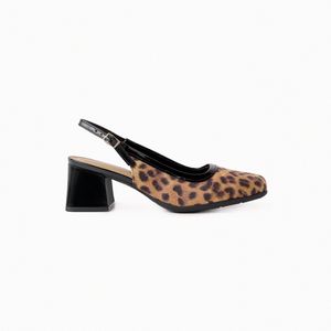 PICCADILLY MAXI - Sapato Slingback Estela Salto Médio Nude/Preto