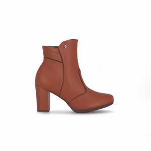 Bota Deise Cano Curto Salto Alto Conhaque