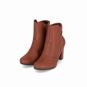 Bota Deise Cano Curto Salto Alto Conhaque