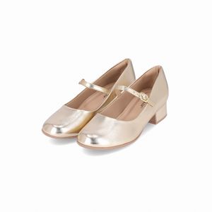 Sapato Boneca Jaqueline Salto Baixo Ouro