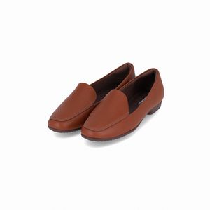 Loafer Raquel Salto Baixo Conhaque