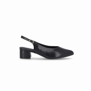 Slingback Taci Salto Médio Preto