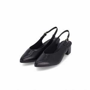Slingback Taci Salto Médio Preto