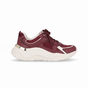 Tênis Fascite Anabela Médio Vinho com Off White