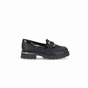 PICCADILLY MAXI - Sapato Mocassim Gisa Salto Médio Preto
