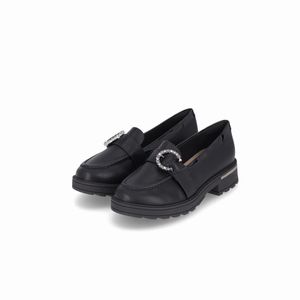 PICCADILLY MAXI - Sapato Mocassim Gisa Salto Médio Preto