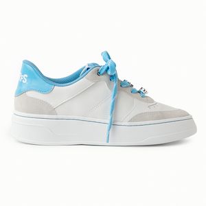 Tênis Smurfs Anabela Médio Branco Neve com Azul